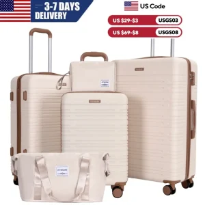 5-Piece Suitcases with Double Spinner Wheel,Suitcase