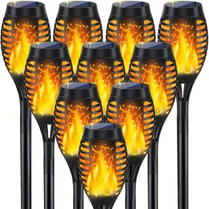 10Pack Solar Torch Light Outdoor Flickering Flame